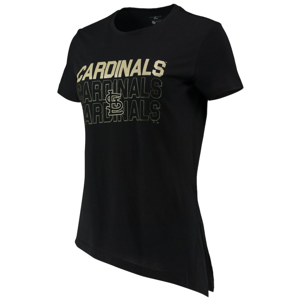 Black St. Louis Cardinals Levelwear Women's Birch Delta Asymmetrical T-Shirt