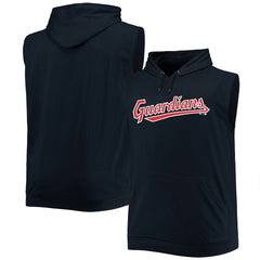 Navy Cleveland Guardians Jersey Muscle Sleeveless Pullover Hoodie