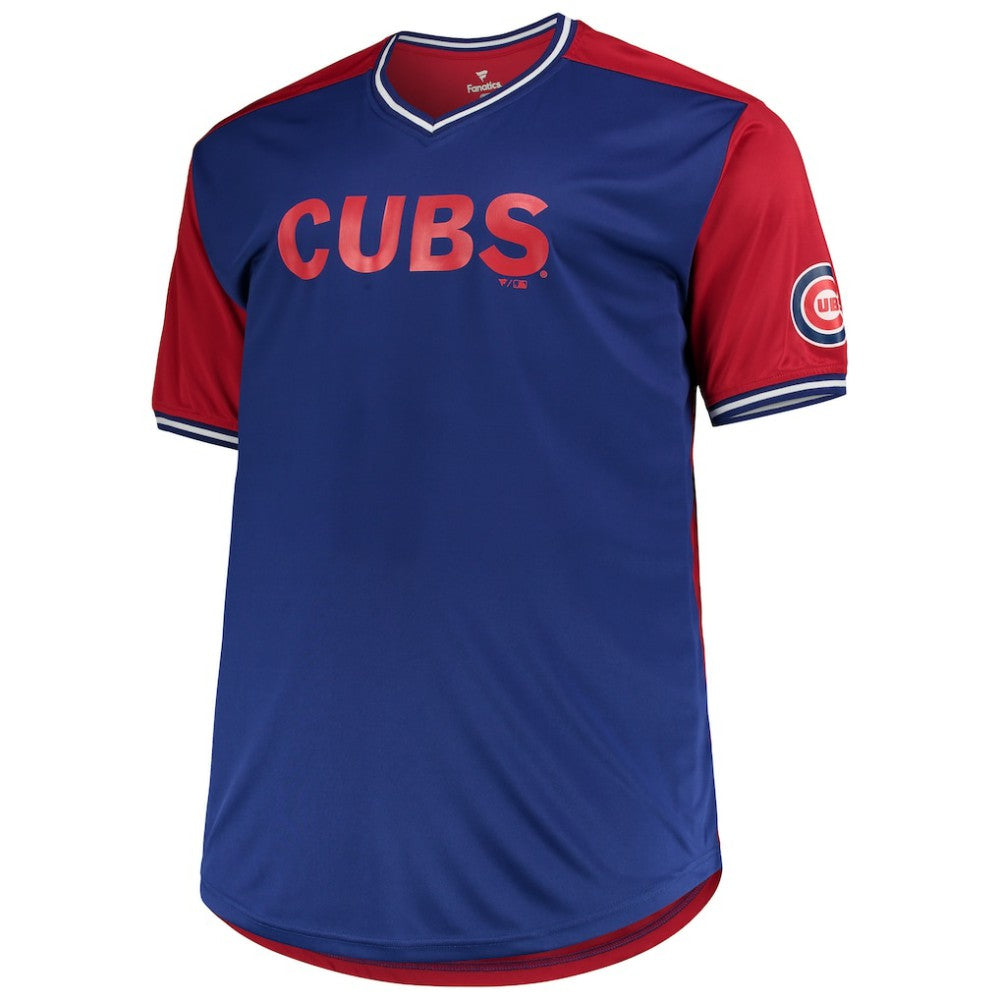 Royal/Red Chicago Cubs Solid V-Neck T-Shirt