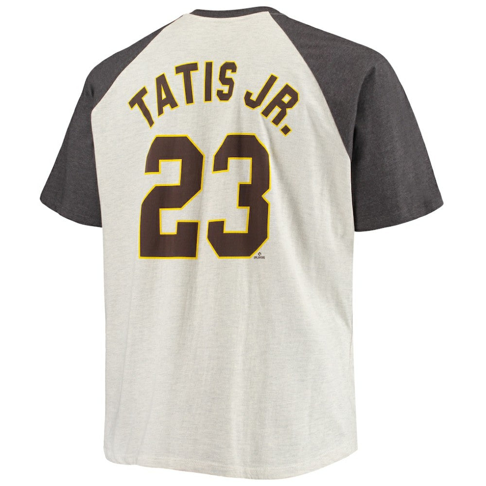 Oatmeal/Heathered Charcoal Fernando Tatis Jr. San Diego Padres Big & Tall Name & Number Raglan T-Shirt