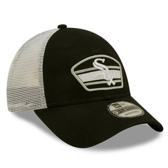 Black/White Chicago White Sox New Era Logo Patch 9FORTY Trucker Snapback Hat