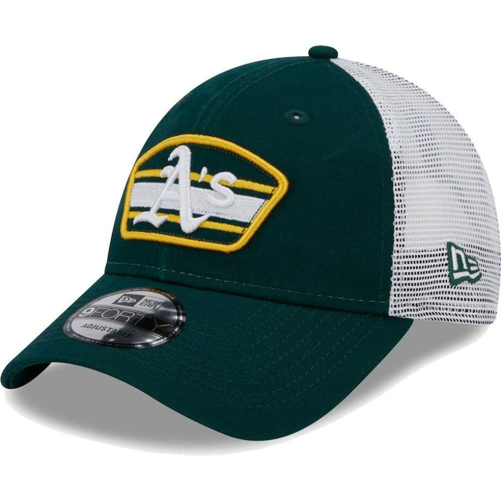 Green/White Athletics New Era Logo Patch 9FORTY Trucker Snapback Hat