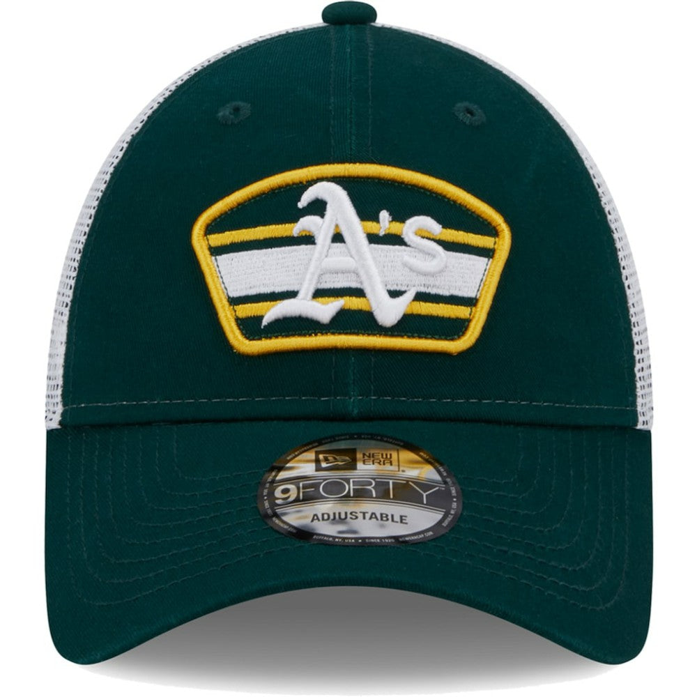 Green/White Athletics New Era Logo Patch 9FORTY Trucker Snapback Hat