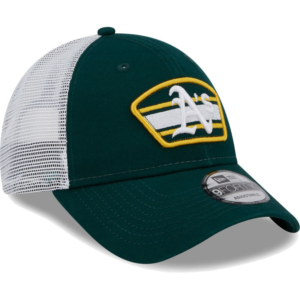 Green/White Athletics New Era Logo Patch 9FORTY Trucker Snapback Hat