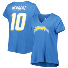 Justin Herbert  Women's Plus Size Name & Number V-Neck T-Shirt - Los Angeles Chargers T-shirts