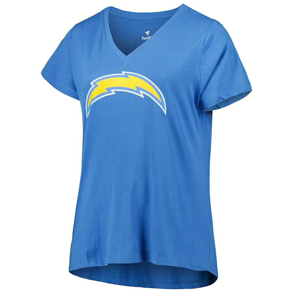 Justin Herbert  Women's Plus Size Name & Number V-Neck T-Shirt - Los Angeles Chargers T-shirts