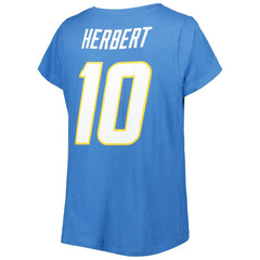 Justin Herbert  Women's Plus Size Name & Number V-Neck T-Shirt - Los Angeles Chargers T-shirts