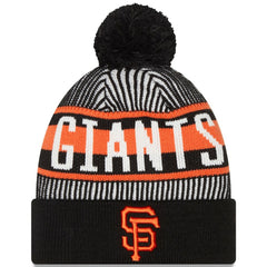 Black San Francisco Giants New Era Striped Cuffed Knit Hat with Pom