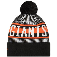 Black San Francisco Giants New Era Striped Cuffed Knit Hat with Pom