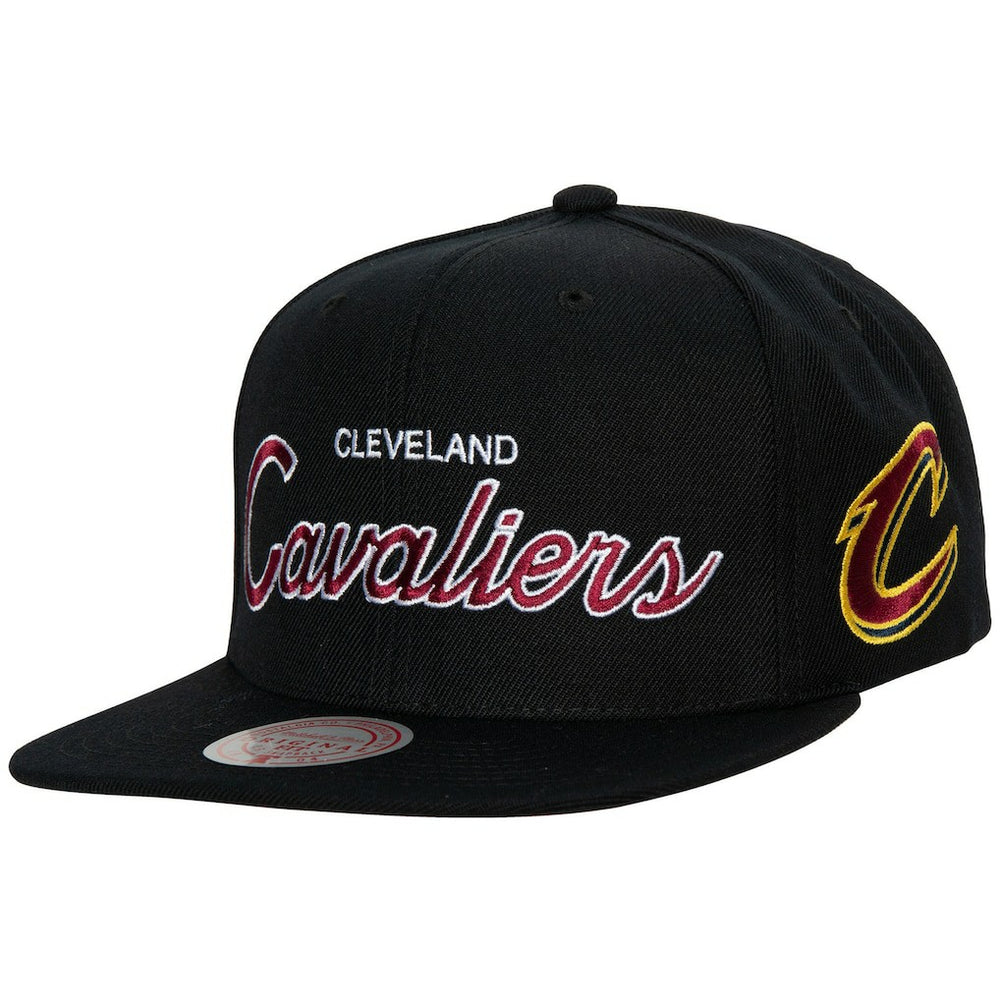 Mitchell & Ness Cleveland Cavaliers Hardwood Classics Script 2.0 Snapback Hat sale