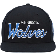 Mitchell & Ness Minnesota Timberwolves Hardwood Classics Script 2.0 Snapback Hat