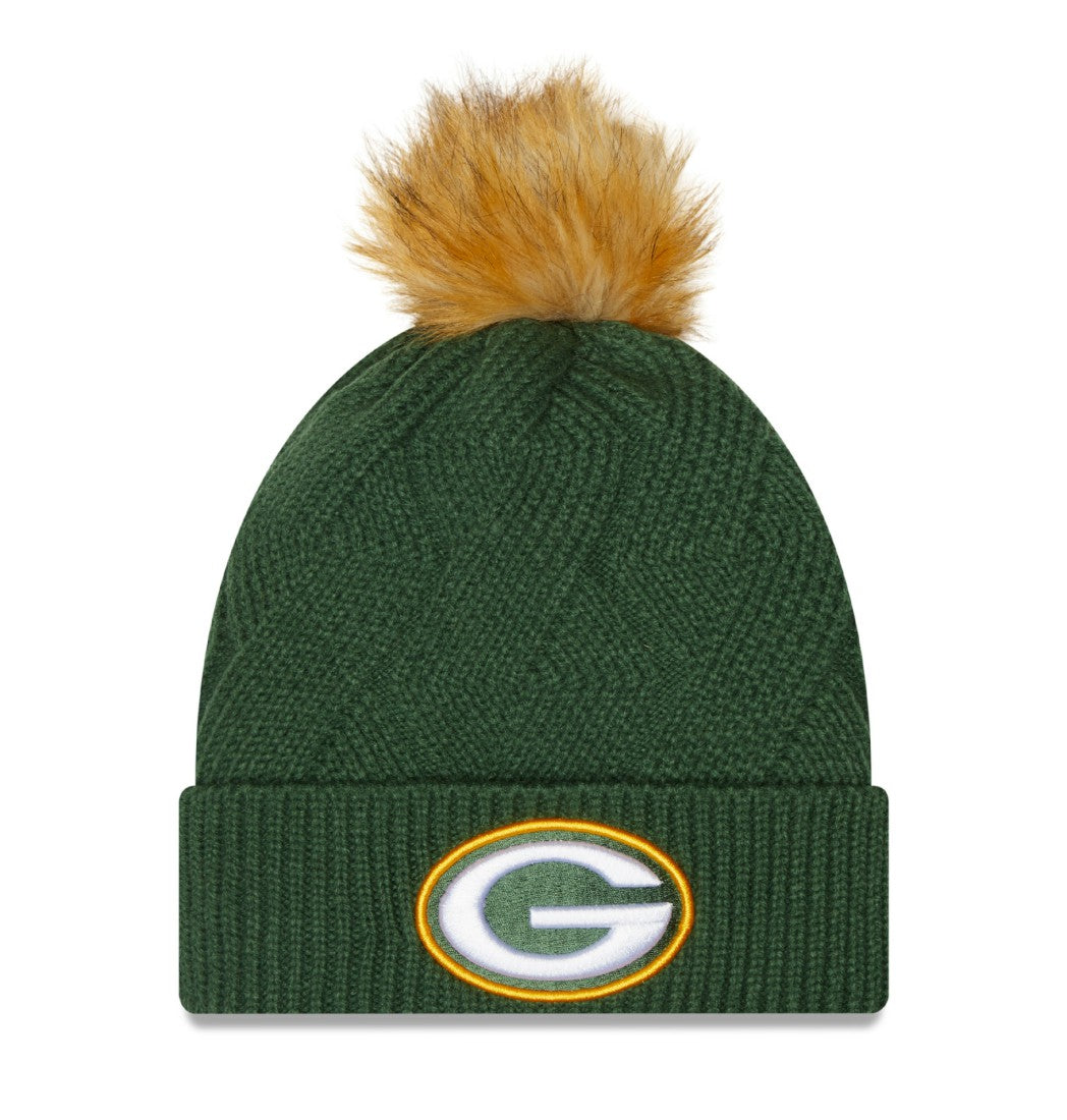 Women's Snowy Cuffed Knit Hat with Pom - Green Bay Packers Hats