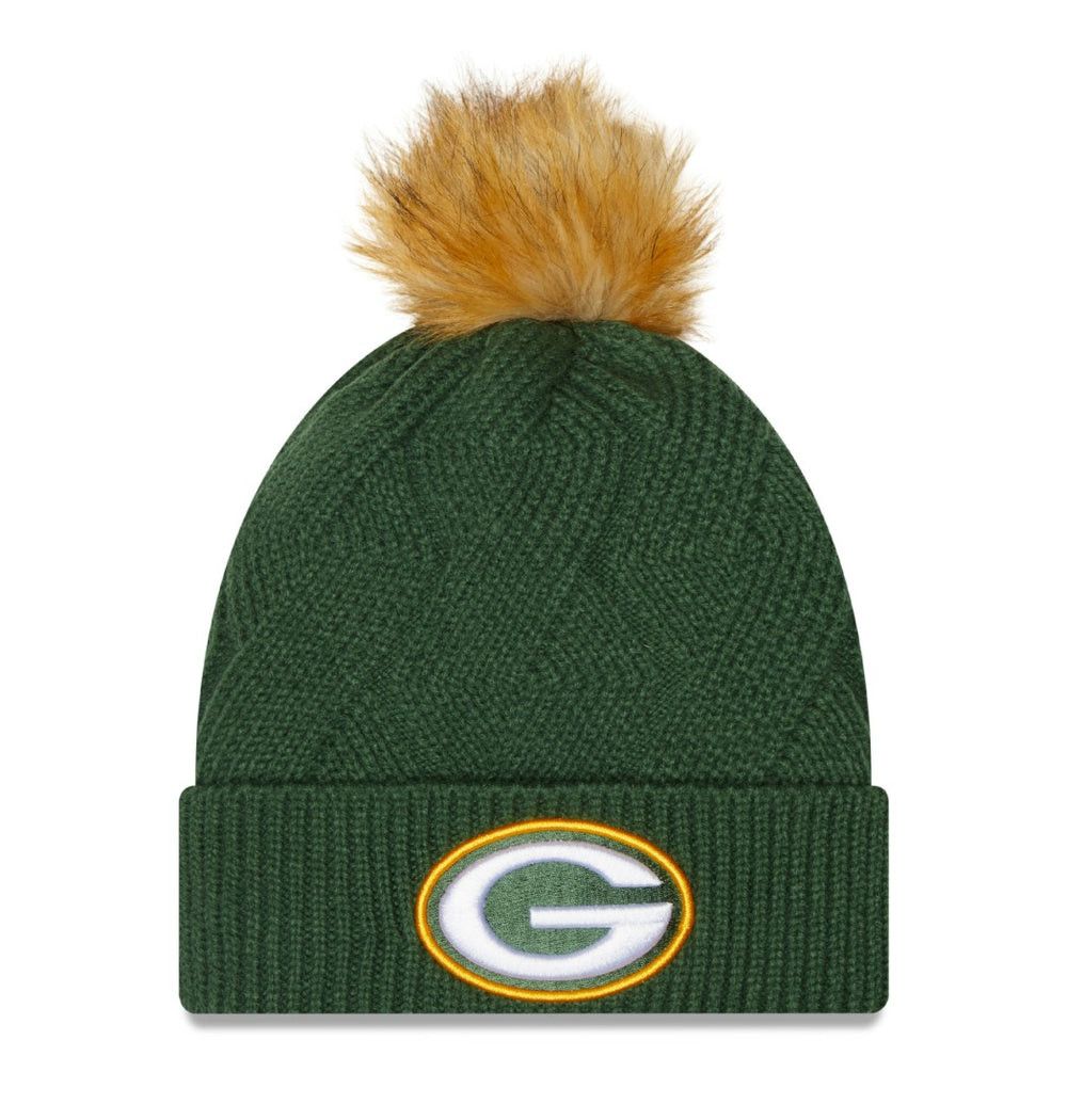 Women's Snowy Cuffed Knit Hat with Pom - Green Bay Packers Hats