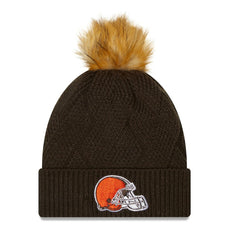 Women's Snowy Cuffed Knit Hat with Pom - Cleveland Browns Hats