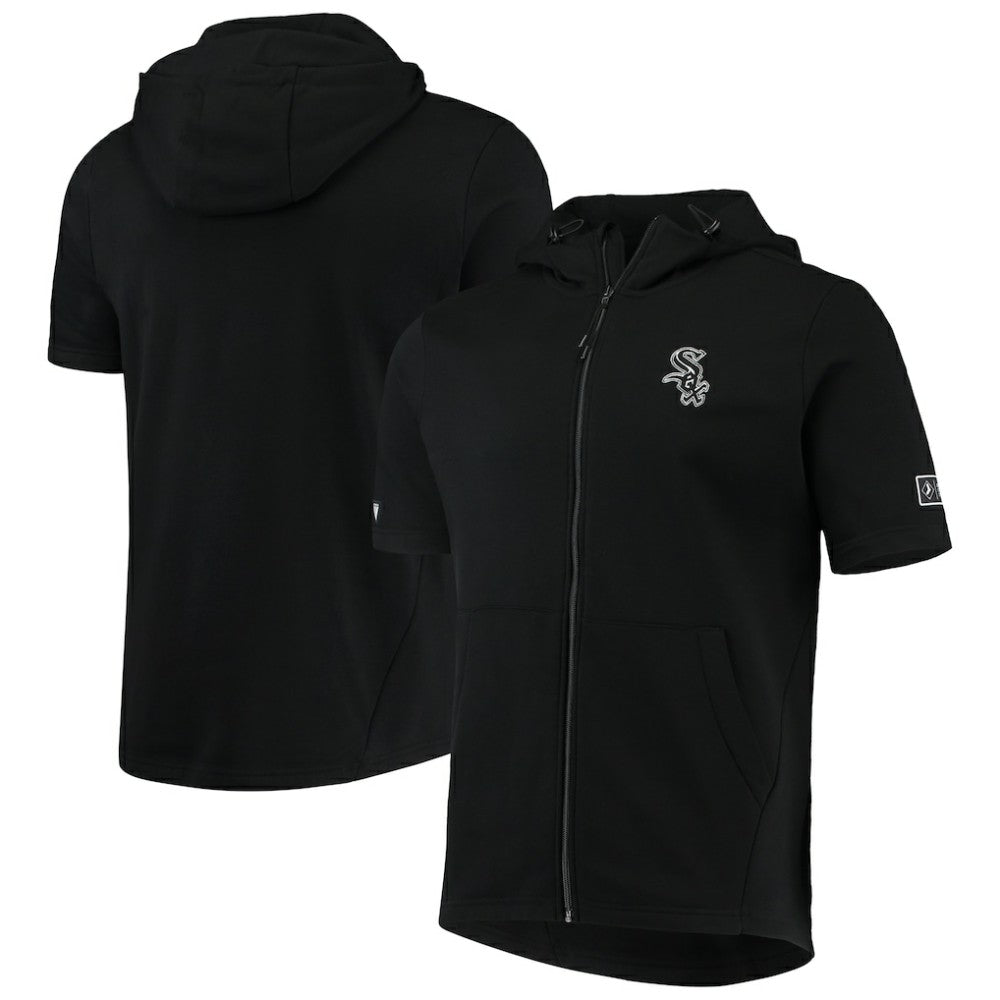 Black Chicago White Sox Levelwear Recruit Short Sleeve Full-Zip Hoodie Jacket