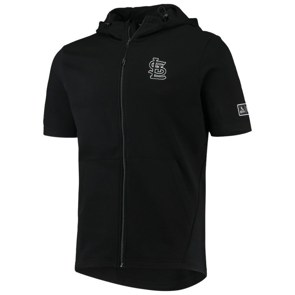 Black St. Louis Cardinals Levelwear Recruit Short Sleeve Full-Zip Hoodie Jacket