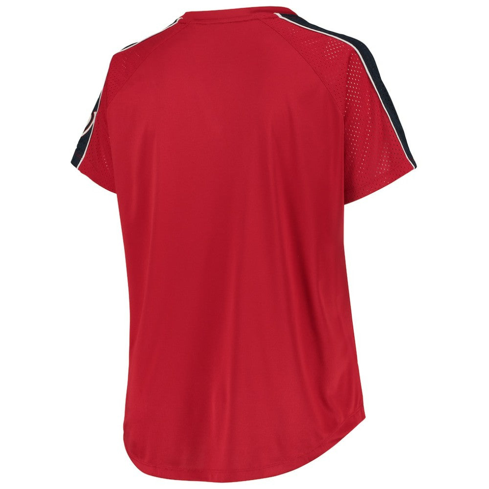 Red Washington Nationals Women's Plus Size Diva Notch Neck Raglan T-Shirt