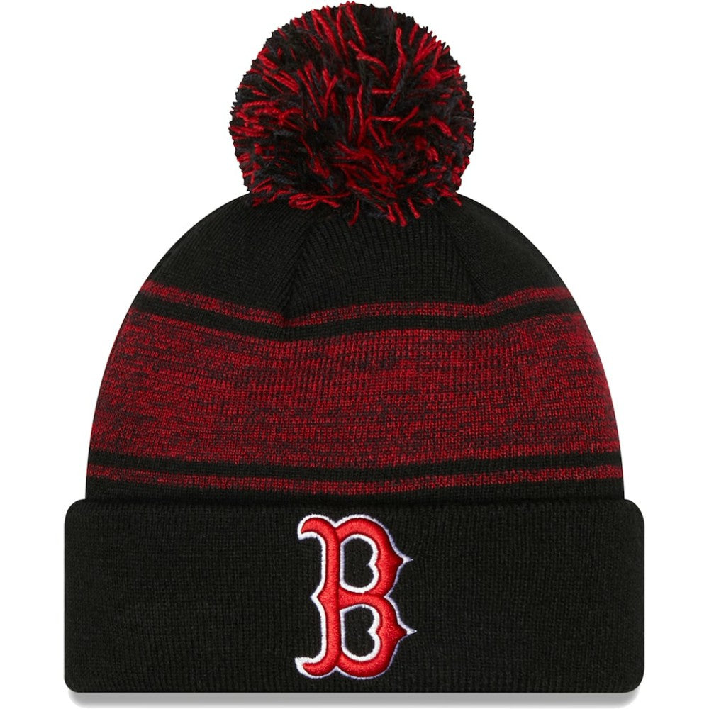 Black Boston Red Sox New Era Chilled Cuffed Knit Hat with Pom