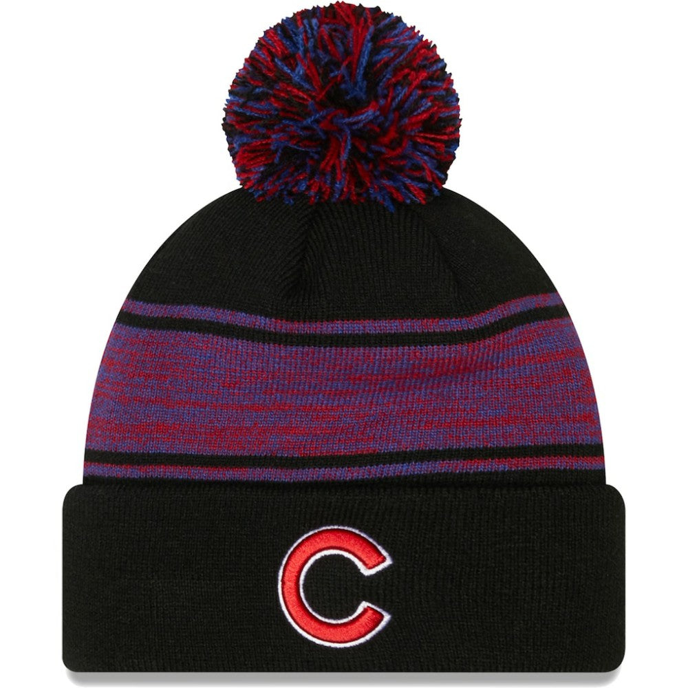 Black Chicago Cubs New Era Chilled Cuffed Knit Hat with Pom