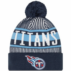 Striped Cuffed Knit Hat with Pom - Tennessee Titans Hats