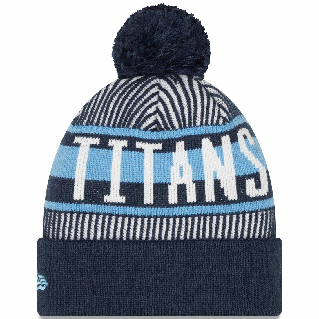 Striped Cuffed Knit Hat with Pom - Tennessee Titans Hats
