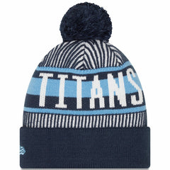 Striped Cuffed Knit Hat with Pom - Tennessee Titans Hats