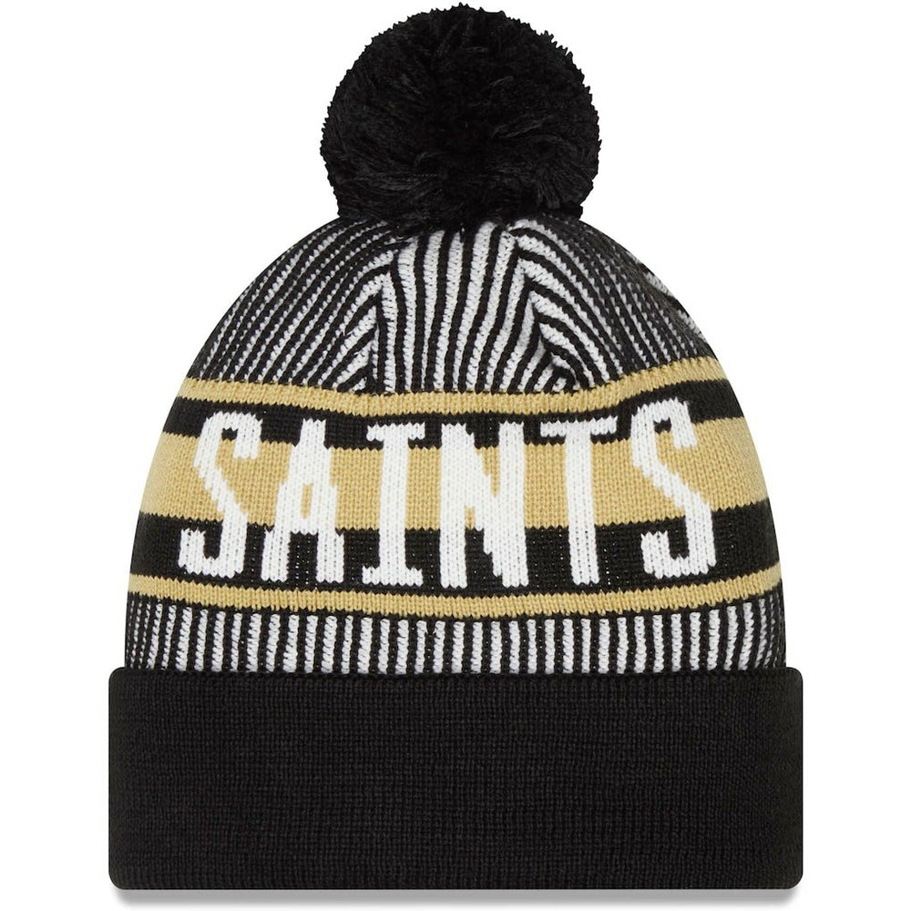 Striped Cuffed Knit Hat with Pom - New Orleans Saints Hats