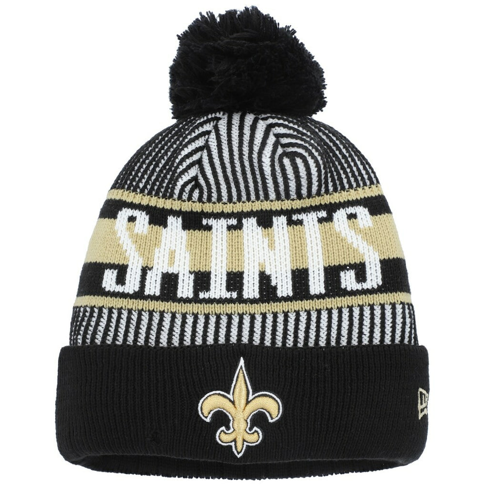 Youth Striped Cuffed Knit Hat with Pom - New Orleans Saints Hats