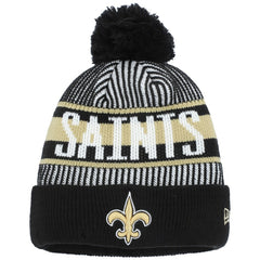 Youth Striped Cuffed Knit Hat with Pom - New Orleans Saints Hats