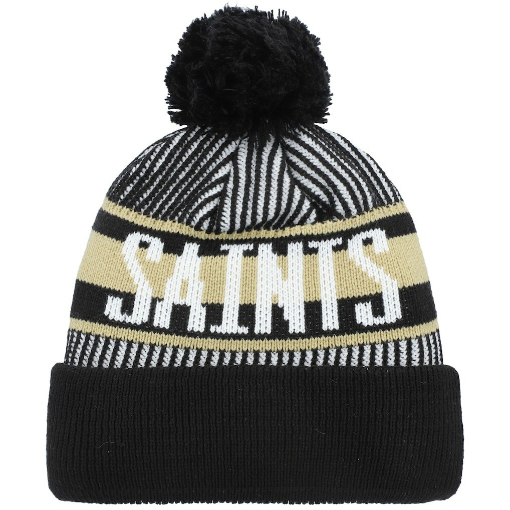 Youth Striped Cuffed Knit Hat with Pom - New Orleans Saints Hats