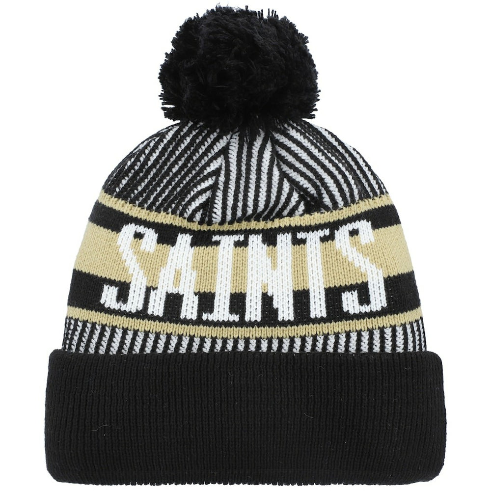 Youth Striped Cuffed Knit Hat with Pom - New Orleans Saints Hats