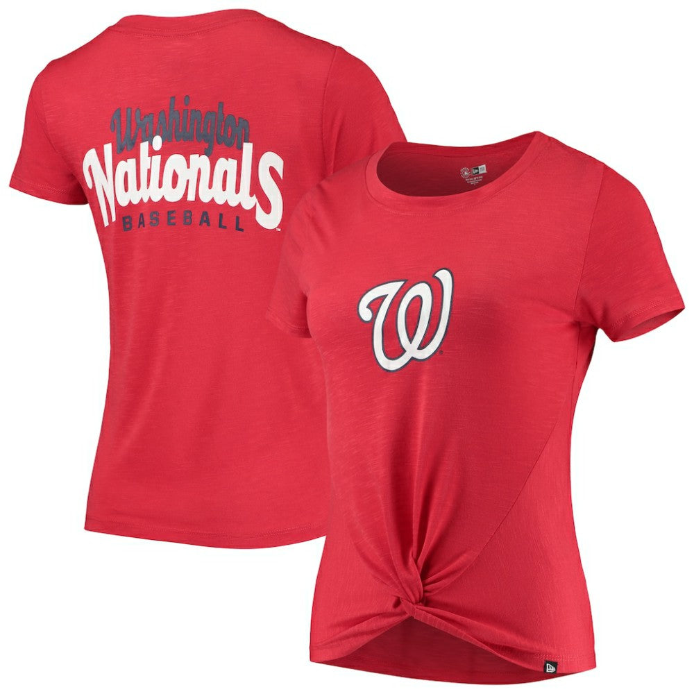 Red Washington Nationals New Era Women's 2-Hit Front Twist Burnout T-Shirt