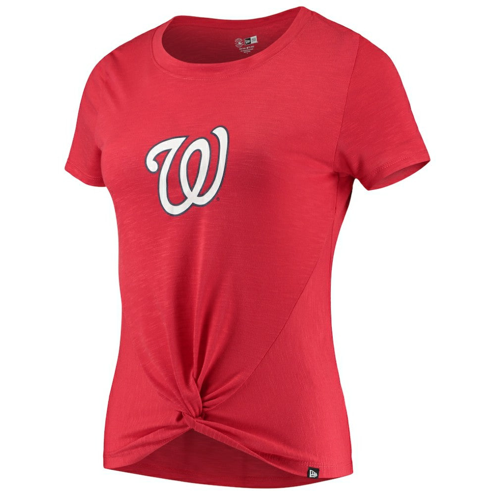 Red Washington Nationals New Era Women's 2-Hit Front Twist Burnout T-Shirt