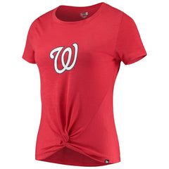 Red Washington Nationals New Era Women's 2-Hit Front Twist Burnout T-Shirt