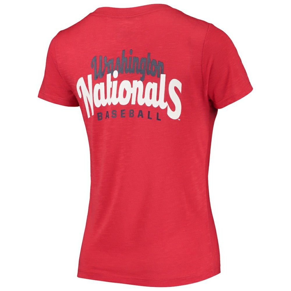 Red Washington Nationals New Era Women's 2-Hit Front Twist Burnout T-Shirt