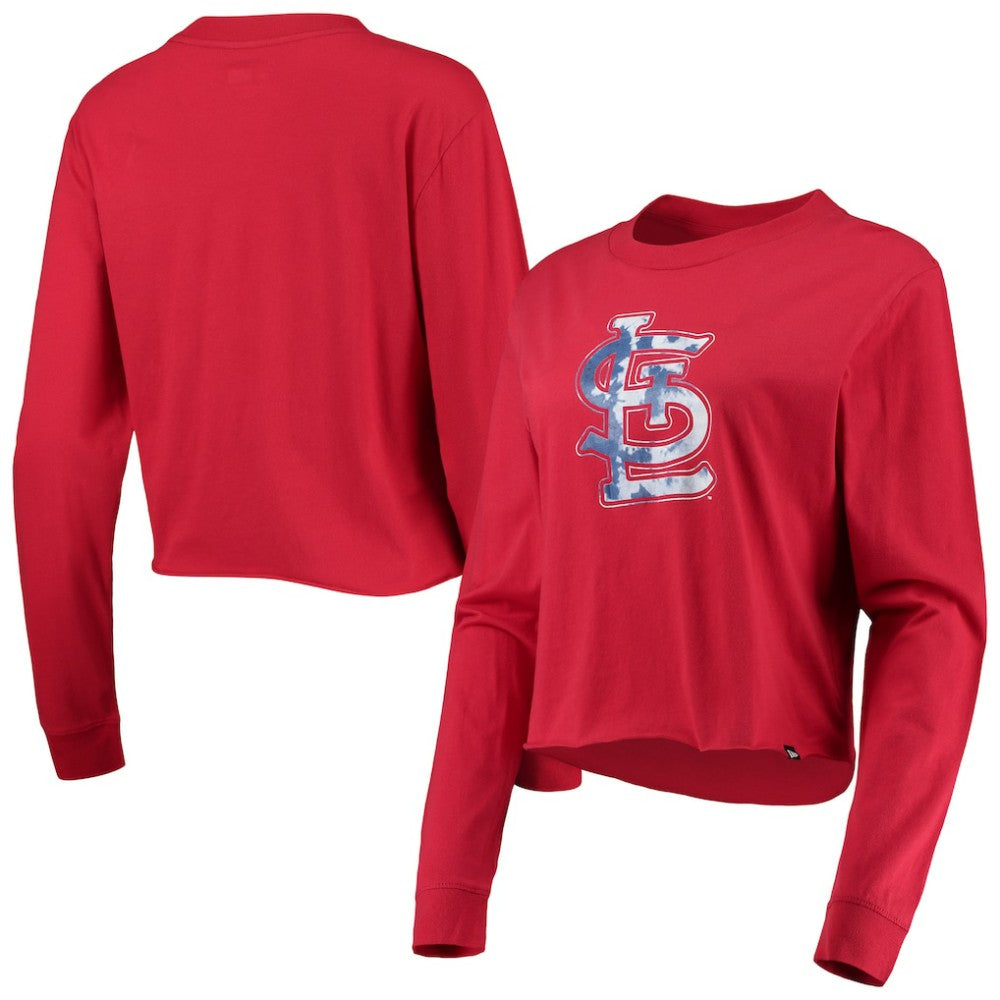 Red St. Louis Cardinals New Era Women's Baby Jersey Cropped Long Sleeve T-Shirt