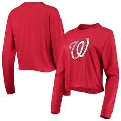 Red Washington Nationals New Era Women's Baby Jersey Cropped Long Sleeve T-Shirt