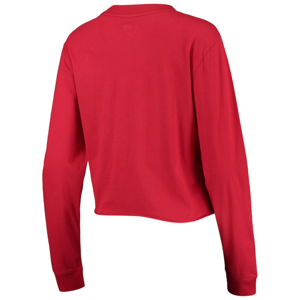 Red Washington Nationals New Era Women's Baby Jersey Cropped Long Sleeve T-Shirt