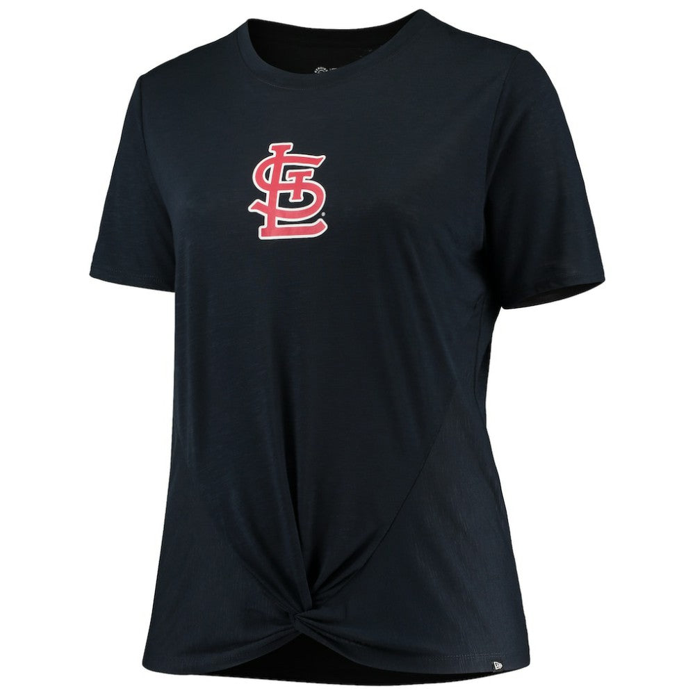 Navy St. Louis Cardinals New Era Women's Plus Size 2-Hit Front Knot T-Shirt