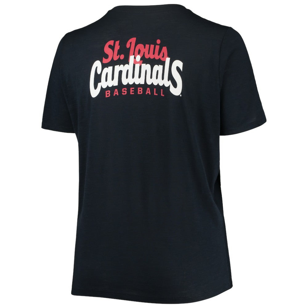 Navy St. Louis Cardinals New Era Women's Plus Size 2-Hit Front Knot T-Shirt