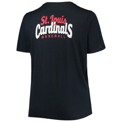 Navy St. Louis Cardinals New Era Women's Plus Size 2-Hit Front Knot T-Shirt