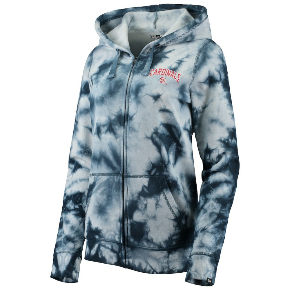 Navy St. Louis Cardinals New Era Women's Tie-Dye Full-Zip Hoodie
