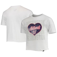White Washington Nationals New Era Girls Youth Flip Sequin Heart Crop Top