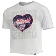 White Washington Nationals New Era Girls Youth Flip Sequin Heart Crop Top