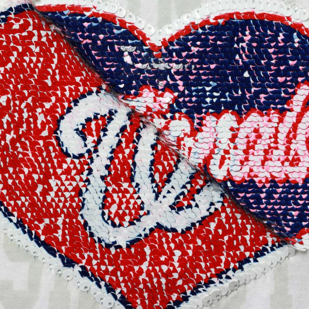 White Washington Nationals New Era Girls Youth Flip Sequin Heart Crop Top