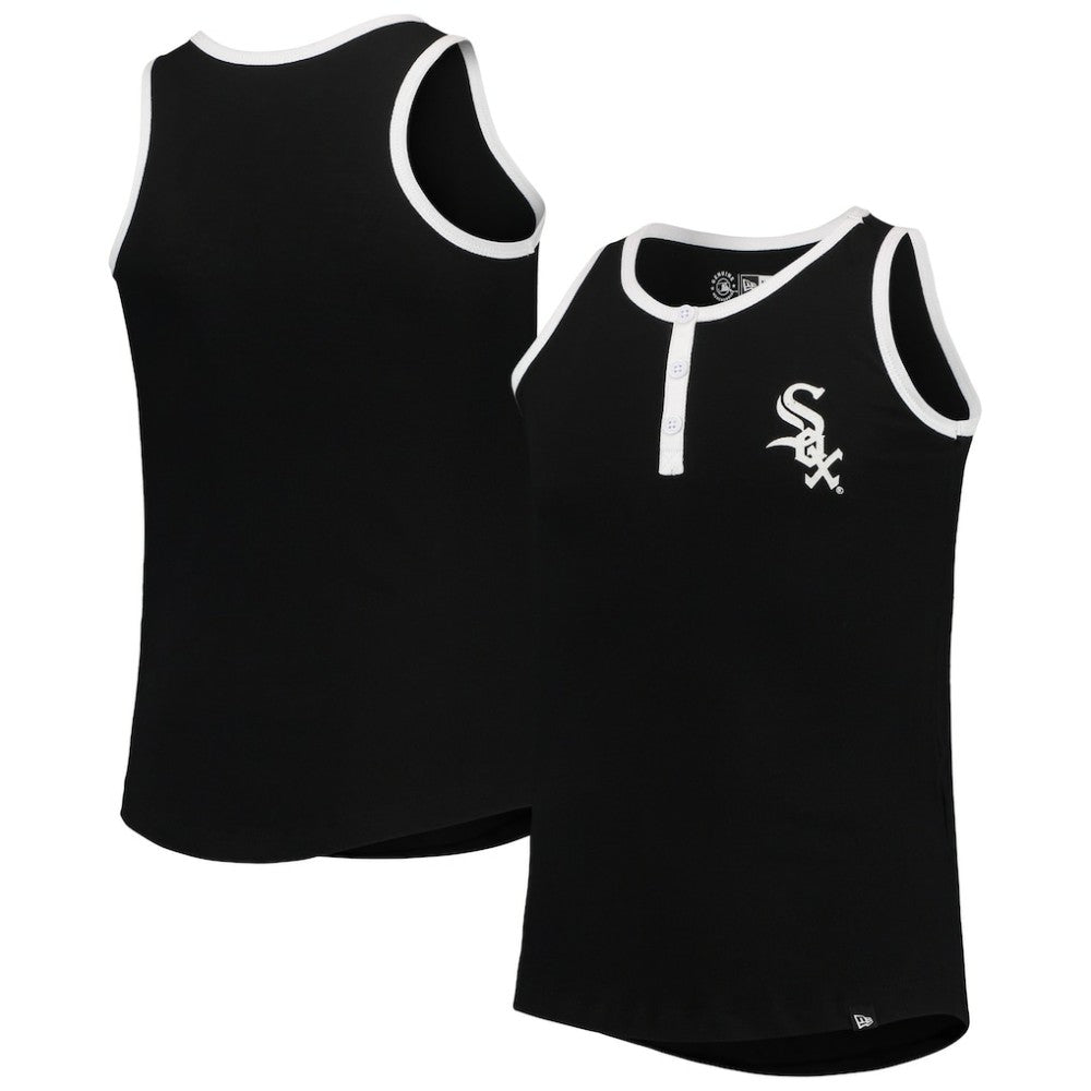 Black Chicago White Sox New Era Girls Youth Henley Tank Top