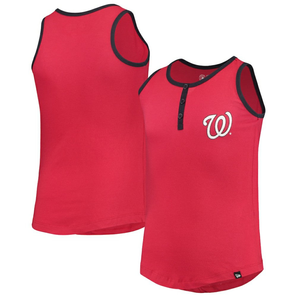 Red Washington Nationals New Era Girls Youth Henley Tank Top