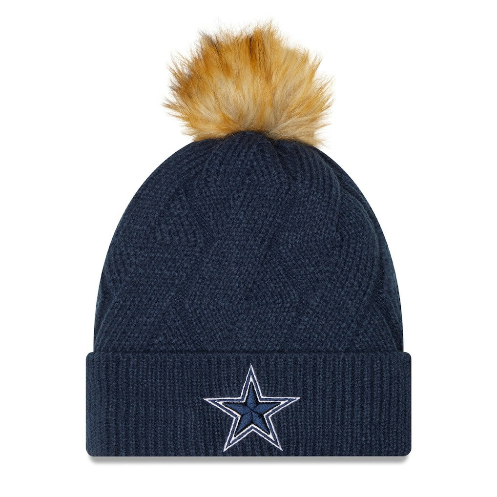Women's Snowy Cuffed Knit Hat with Pom - Dallas Cowboys Hats