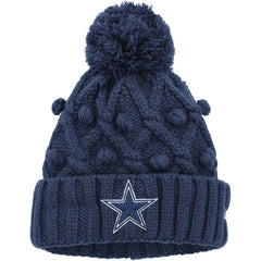 Girls Youth Toasty Cuffed Knit Hat with Pom - Dallas Cowboys Hats