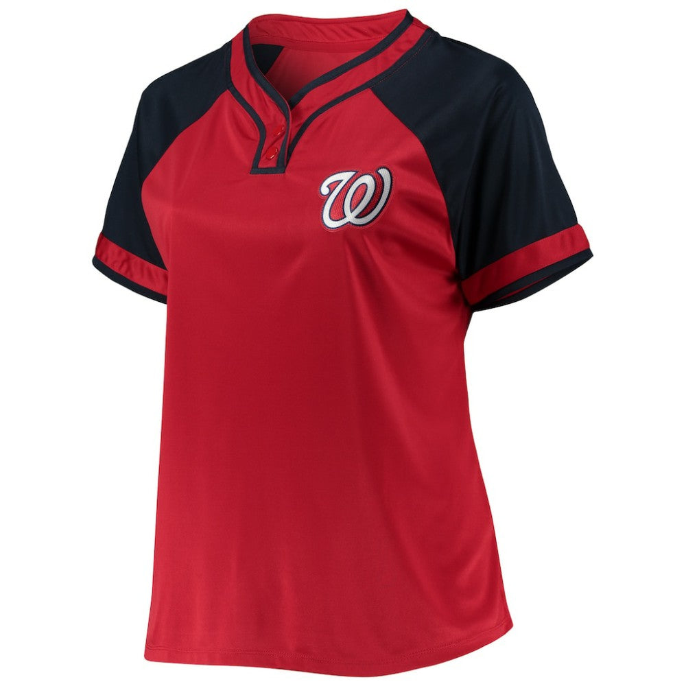 Red Washington Nationals Women's Plus Size Raglan T-Shirt